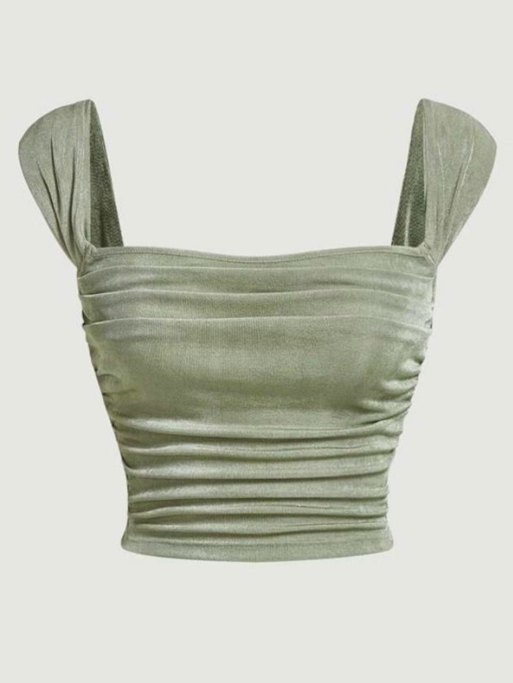 Sage Ruched Square-Neck Camisole Top
